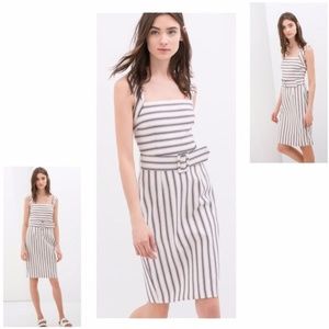 Zara Striped Belted Bodycon Dress